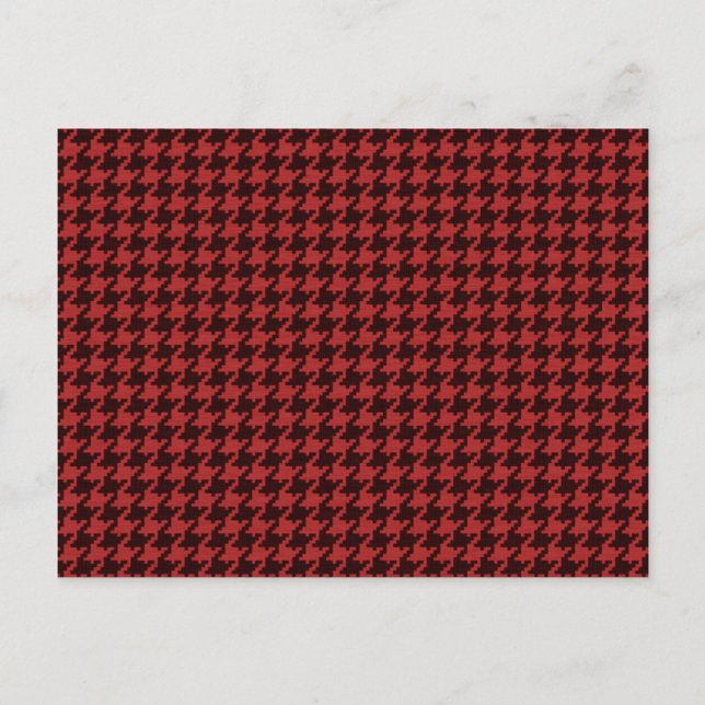 Red and Black Textured Houndstooth Pattern Postcard (Front)
