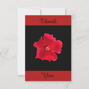 Red and black Thank you card with hibiscus