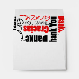 Red and Black Thank You Word Cloud Envelopes