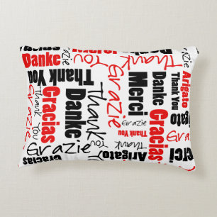Red and Black THANK YOU Word Collage Decorative Cushion