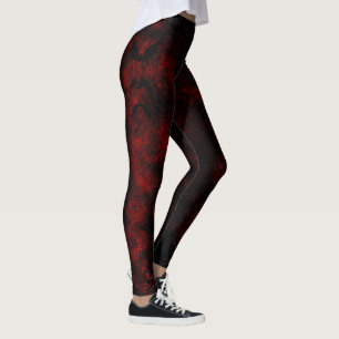 Red and Black Tie Dye Bat Leggings