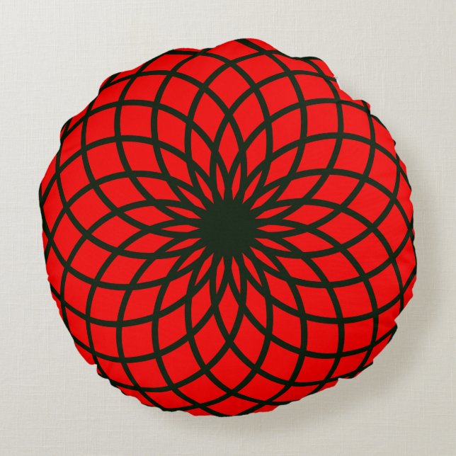 Red and Black Torus Meditation Cushion (Back)