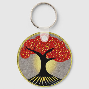 Red and Black Tree of Life Keychain