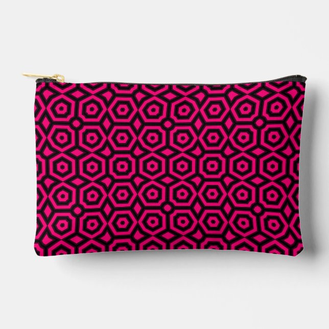 Red and black trendy geometric art deco pattern  accessory pouch (Front)