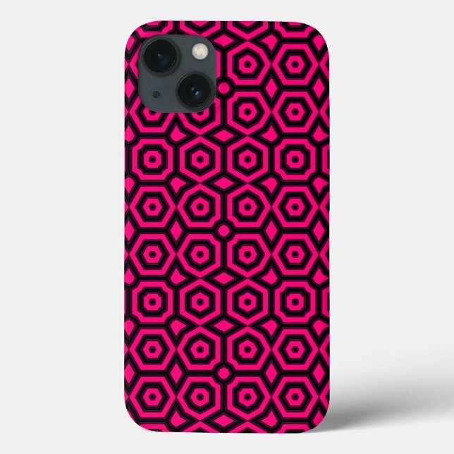 Red and black trendy geometric art deco pattern  Case-Mate iPhone case (Back)