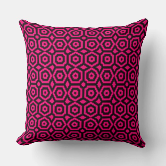Red and black trendy geometric art deco pattern  cushion (Front)