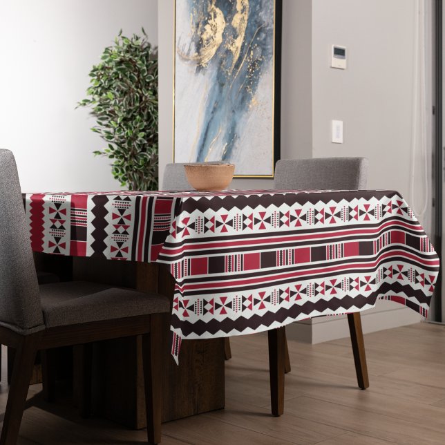Red and Black Tribal Pattern Tablecloth (tribal pattern table cloth)
