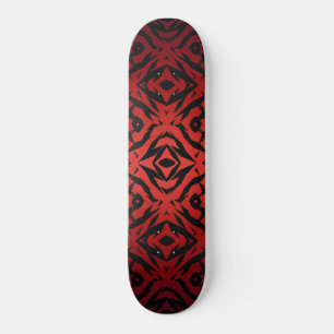 Red and black tribal shapes pattern skateboard