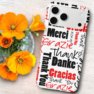 Red and Black Typography Multilingual Thank You