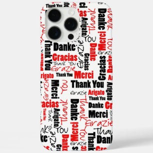Red and Black Typography Multilingual Thank You iPhone 16 Pro Max Case