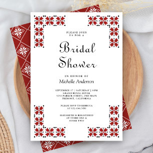 Red and Black Ukrainian Embroidery Bridal Shower Invitation