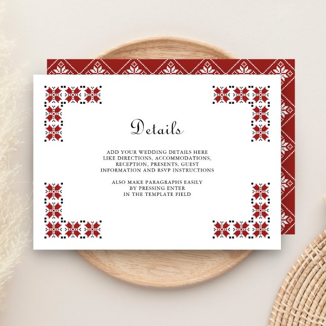 Red and Black Ukrainian Embroidery Wedding Details Enclosure Card (Creator Uploaded)