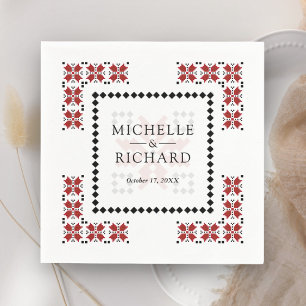 Red and Black Ukrainian Embroidery Wedding Napkin