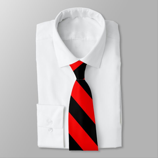 Red and Black University Stripe Tie (Tied)