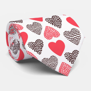 Red and Black Valentine's hearts Pattern Tie