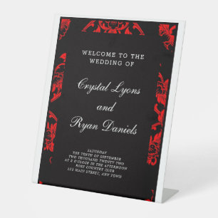 Red and Black Victorian Wedding Sign (Variation 1)