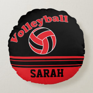 Red and Black Volleyball Round Cushion