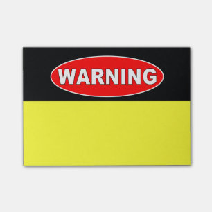 Red and black warning sign post-it notes