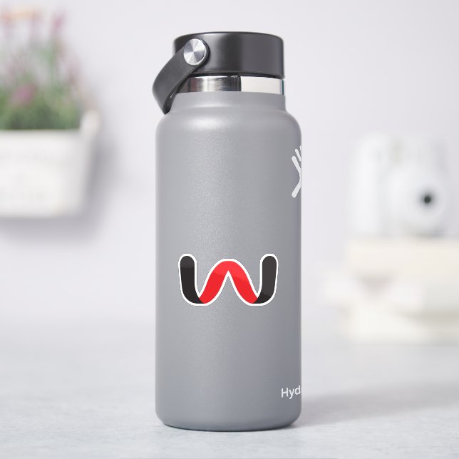 Red and Black Wave Minimal Letter W Monogram (HydroFlask)