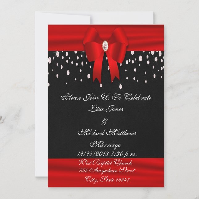 Red and Black Wedding Invitation (Front)
