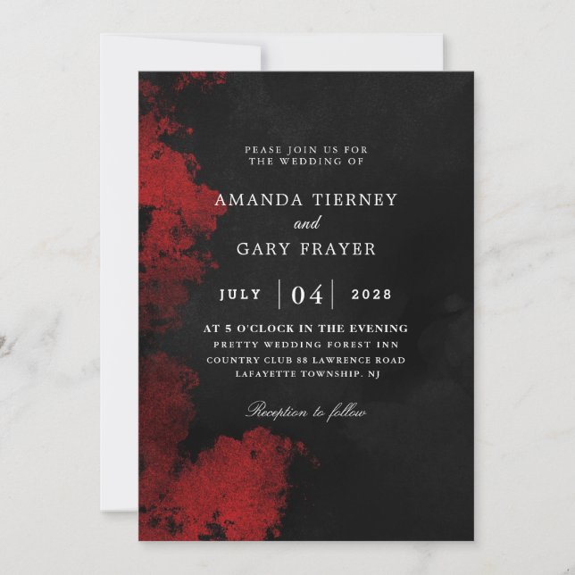 red and black wedding invitations (Front)