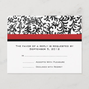 Red and Black Wedding RSVP Card