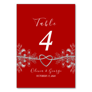 Red and Black Wedding Table Number