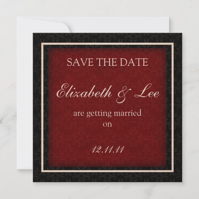 Red and Black Winter Wedding "Save the Date" Card (Front)