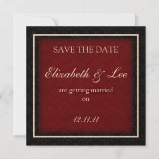 Red and Black Winter Wedding "Save the Date" Card