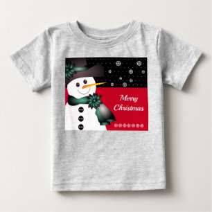 Red And Black With Snowman Baby T-Shirt