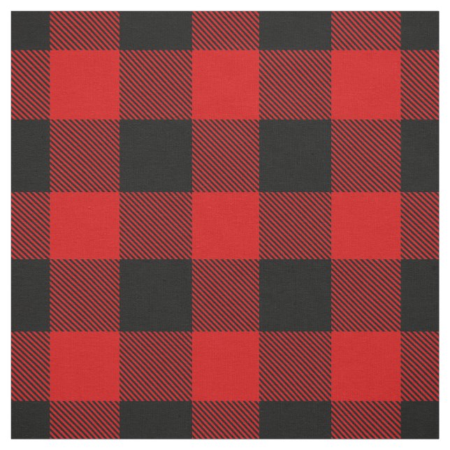Red and Black XL Buffalo Check Plaid Tartan Fabric (Swatch)