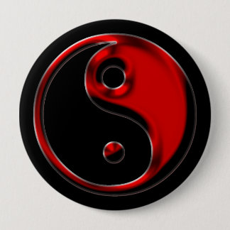 Red and Black Yin Yang Button