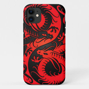 Red and Black Yin Yang Chinese Dragons iPhone 11 Case