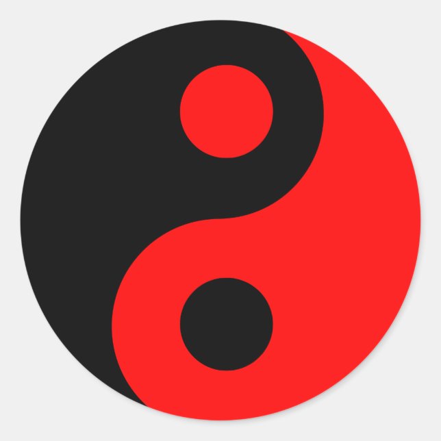 Red and Black Yin Yang Classic Round Sticker (Front)