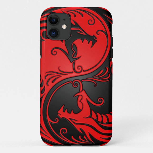 Red and Black Yin Yang Dragons Case-Mate iPhone Case (Back)