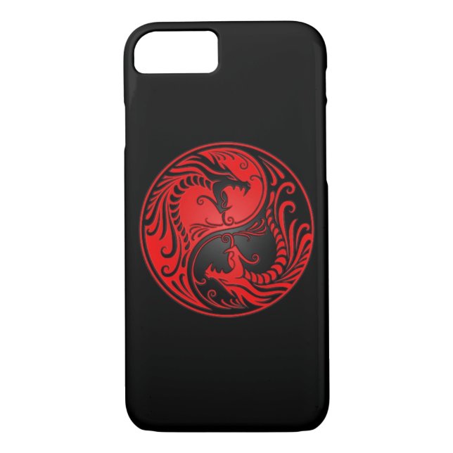 Red and Black Yin Yang Dragons Case-Mate iPhone Case (Back)