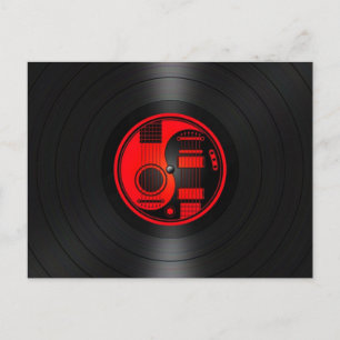 Red and Black Yin Yang Guitars Vinyl Graphic Postcard