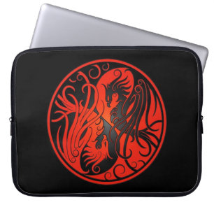 Red and Black Yin Yang Phoenix Laptop Sleeve