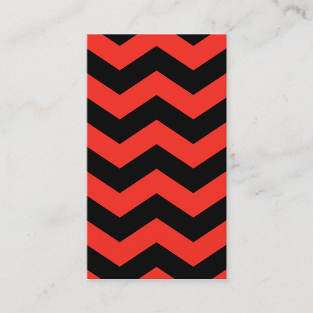 Red and Black Zig Zag Pattern Business Card (Front)