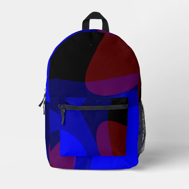 Red And Blue Abstract Art 601 Printed Backpack (Front)