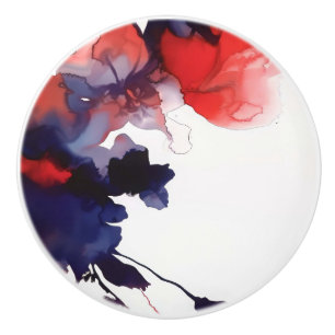 Red and Blue Abstract Ceramic Knob