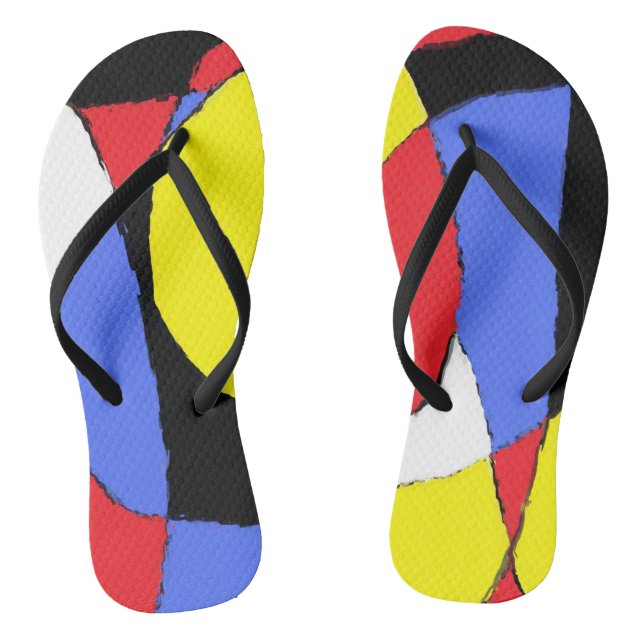 Red and Blue Abstract Thongs (Footbed)