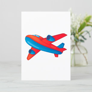 Red And Blue Aeroplane Invitation