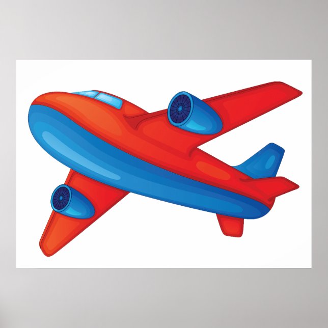 Red And Blue Aeroplane Poster (Front)