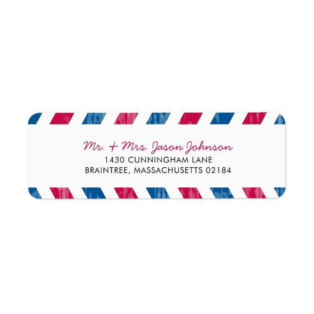 Red and Blue Airmail RETURN ADDRESS Mailing Label (Front)