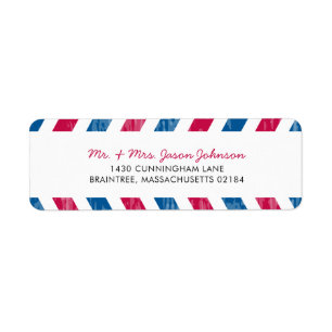 Red and Blue Airmail RETURN ADDRESS Mailing Return Address Label