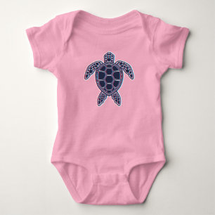 Red And Blue Anaglyph 3D Glitch Effect Sea Turtle Baby Bodysuit