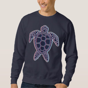 Red And Blue Anaglyph 3D Glitch Effect Sea Turtle Sweatshirt