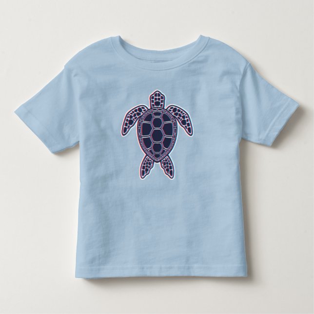 Red And Blue Anaglyph 3D Glitch Effect Sea Turtle Toddler T-Shirt (Front)
