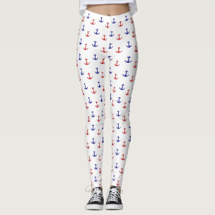 Red and Blue Anchors Nautical Leggings